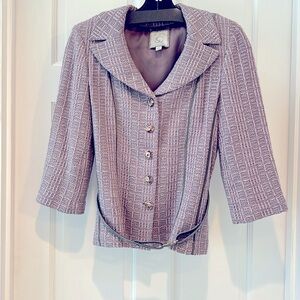 St John Couture Suit, skirt and jacket beautiful pink and grey.